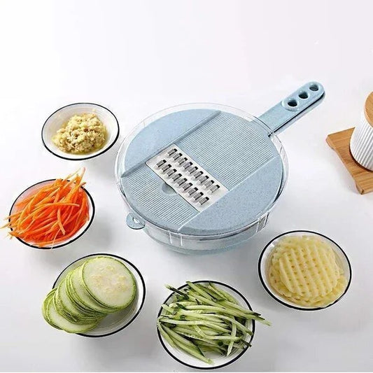 Veggie-Pro 12-In-1 Multi-Function Food Chopper Vegetable Cutter with Drain Basket
