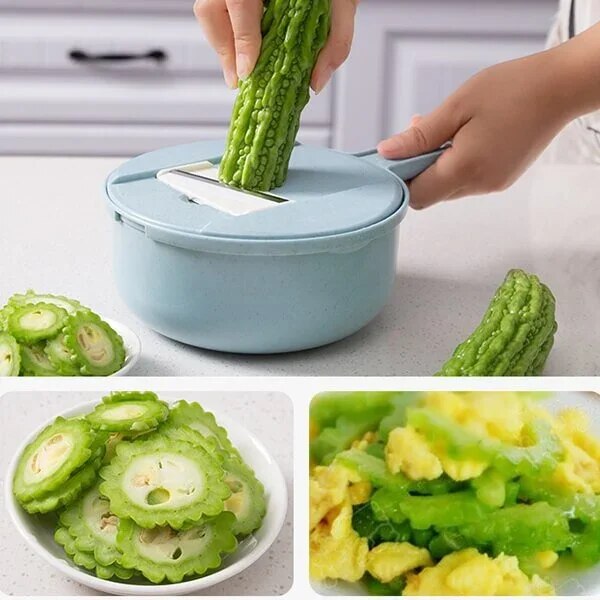 Veggie-Pro 12-In-1 Multi-Function Food Chopper Vegetable Cutter with Drain Basket